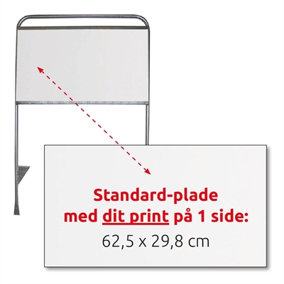 3 mm hvid PS plade 62,5 x 29,8 cm med 1-sidet print til Estate Sign Standard