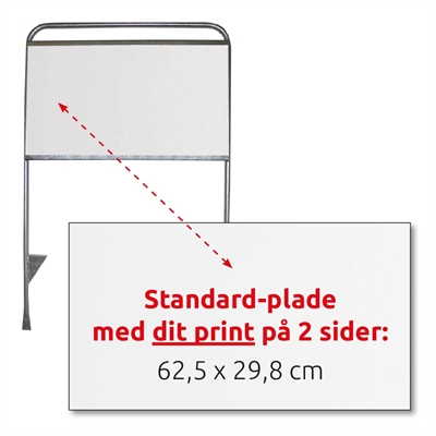 3 mm hvid PS plade 62,5 x 29,8 cm med 2-sidet print til Estate Sign Standard