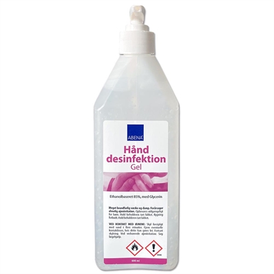 Handdesinfektionsgel, 85% etanol. Med glycerin. 600 ml. Flaska med pump