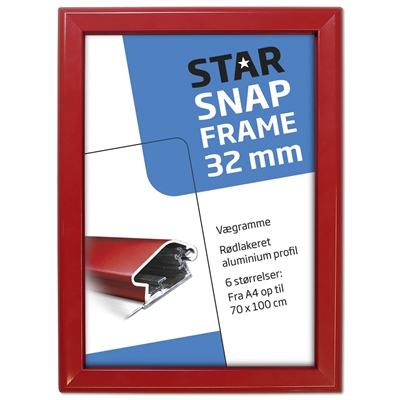 snäppramar i aluminium - 32 mm - 50x70 cm - röd