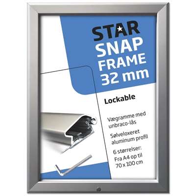 Alu snäppramar låsbar - 32 mm - A2 - silver