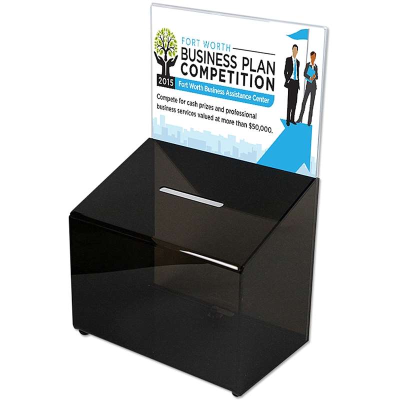 Tipsbox, svart, med A4 akrylhållare för info