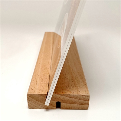 TRÄ Menyhållare av bokträ, inkl. akrylplåt, A5, 2 vinklar - upprätt och snett