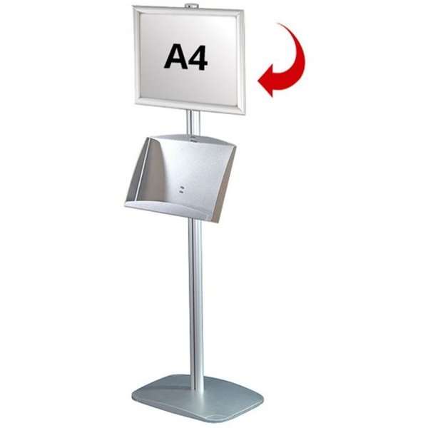 Mini Multi stativ 5 - Enkelsidig A4 snäppram + A3 Stålhylla