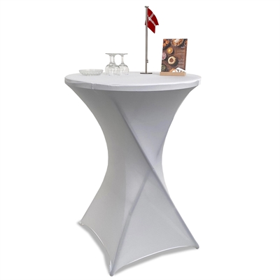 Elastisk, hvid dug til Folding Table, eventbord, Ø 80 cm