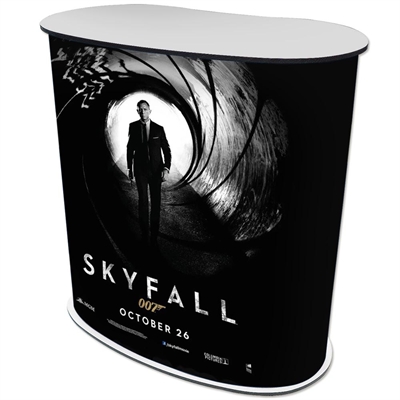 Oval, böjd, utställningsdisk inkl tryck på PET Stayflat film m/welkro
