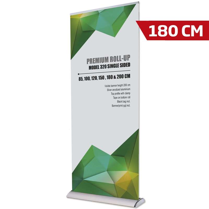Premium Roll-up, enkelsidig kassett, silver, 180 cm x 160-220 cm