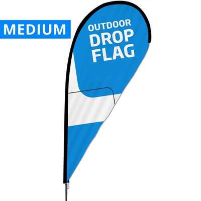 Beachflag, Outdoor Drop Flag, sort stang, Medium, inkl. flagga