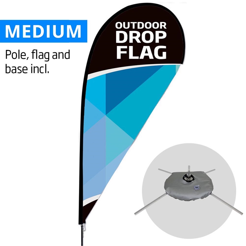 Beachflagga, Outdoor Drop Flagga, Medium inkl. flagga och Cross flaggbas