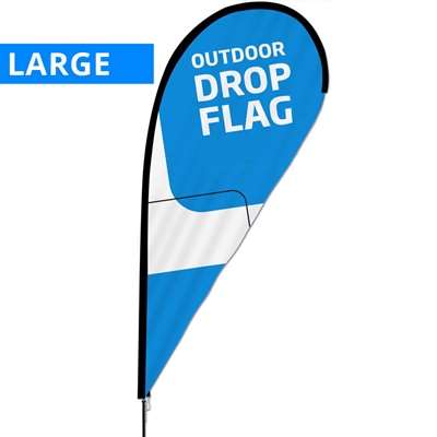Utomhus Drop-formad Flagga - Stor - inklusive flagga med tryck och svart stång