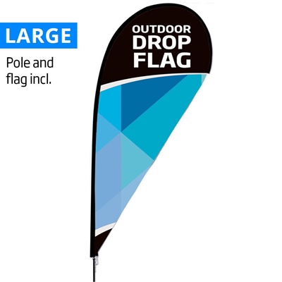 Utomhus Drop-formad Flagga - Stor - inklusive flagga med tryck och svart stång
