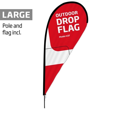 Utomhus Drop-formad Flagga - Stor - inklusive flagga med tryck och svart stång