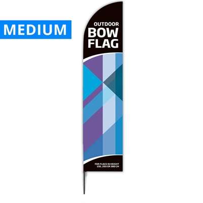 Beachflag, Outdoor Bow Flag, sort stang, Medium, inkl. flagga