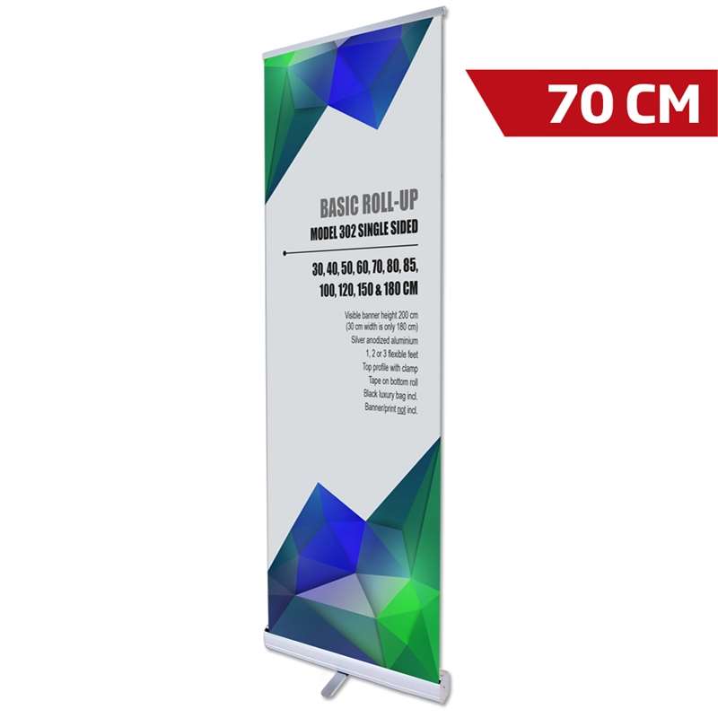 Basic Roll-up enkelsidig - 70x200 cm - silver - med banderoll och tryck