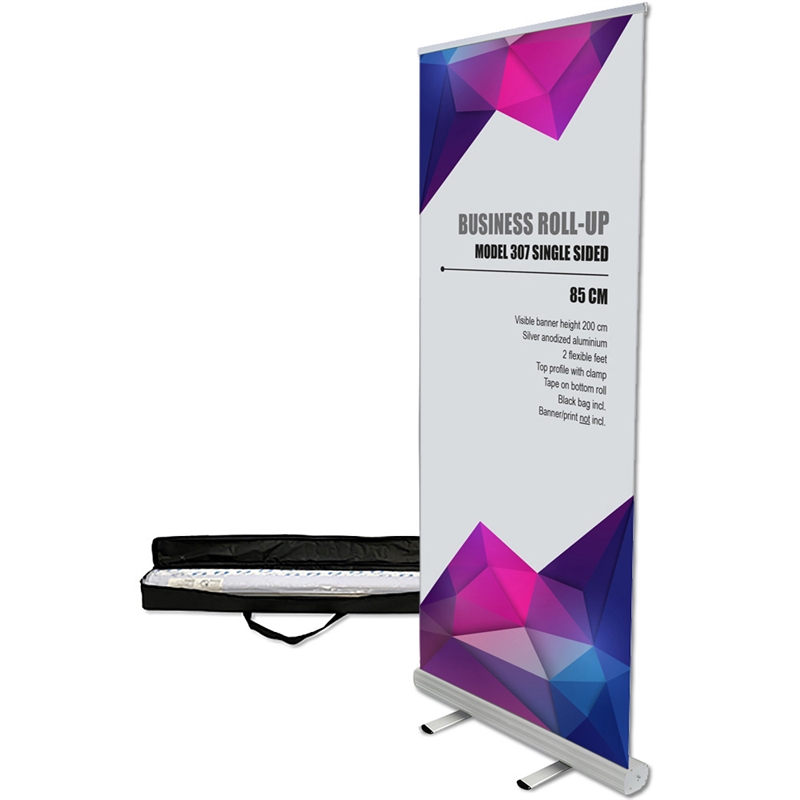 Business Roll-up enkelsidig med 85x220 cm med banderoll och väska