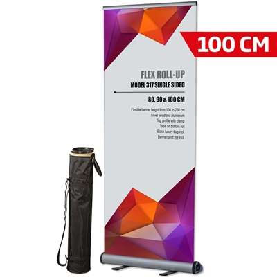 Flex Roll-up enkelsidig - 100x230 cm - aluminium - med banderoll och tryck