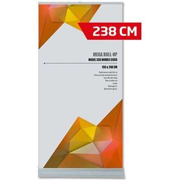 Mega Roll-up dubbelsidig - 240x250 cm - silver - med banderoll och tryck