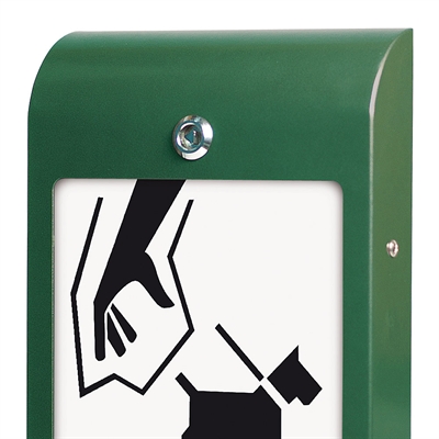 Hundväska dispenser, grön, med A4 infodisplay