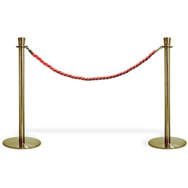 Barrikadstolpsystem i guldfärg - 2 stativ med rött rep