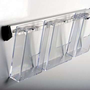 Broschyrhållare för vägg, aluminiumskena med 2 st. A4 hållare i akryl