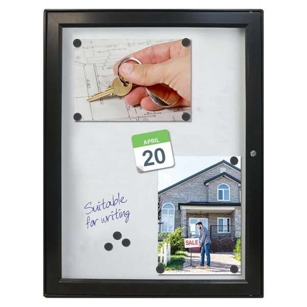 Sort Infobox Magnetisk med lås - 4xA4 - sort