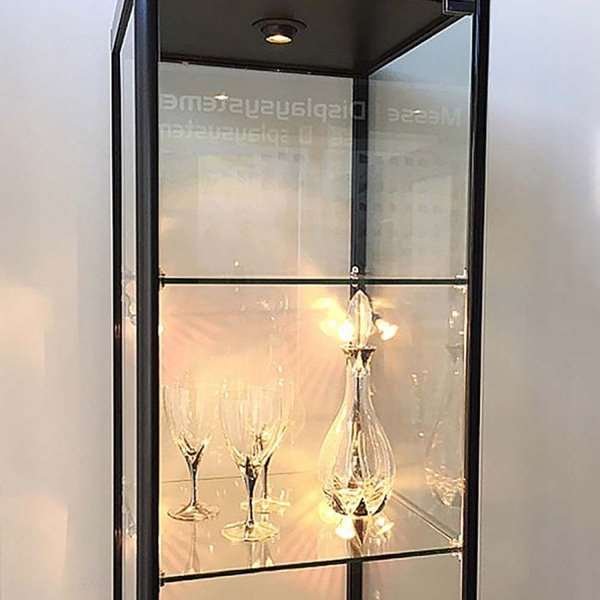 Vitrin vitrinskåp - Showcase Tower Solo glasmonter med underskåp, LED-ljus och lås - svart