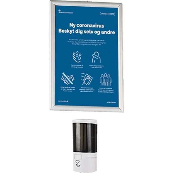 Handdesinfektionsmaskin med A4 vikbar ram för väggmontering - 500 ml