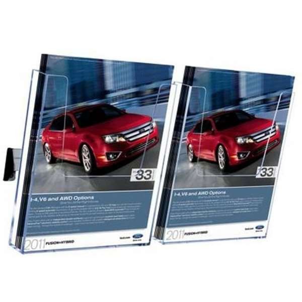 Broschyrhållare för vägg, aluminiumskena med 2 st. A4 hållare i akryl