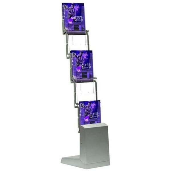 Uppfällbart broschyrställ - 5xA4 - 21x29,7 cm - grått