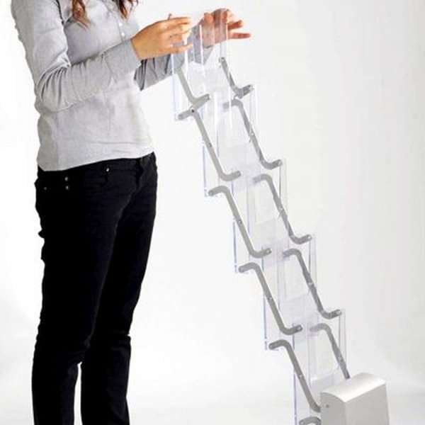 Uppfällbart broschyrställ - 5xA4 - 21x29,7 cm - grått