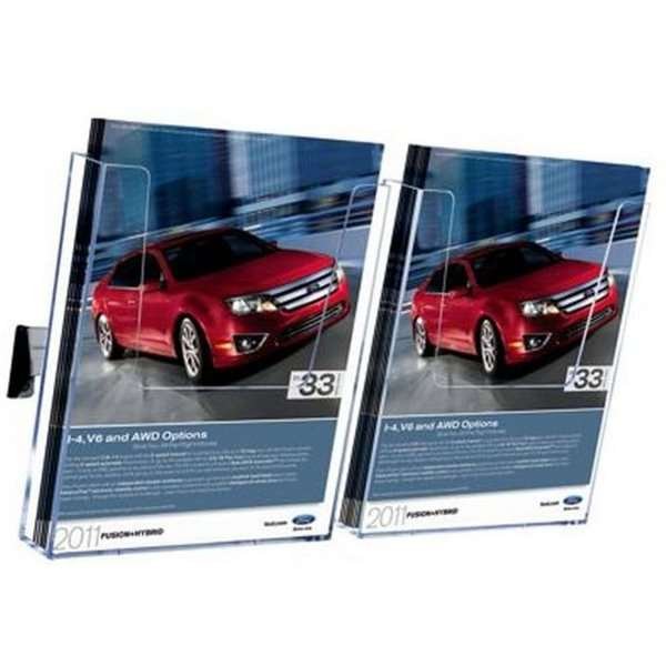 Broschyrhållare för vägg, aluminiumskena med 2 st. A4 hållare i akryl