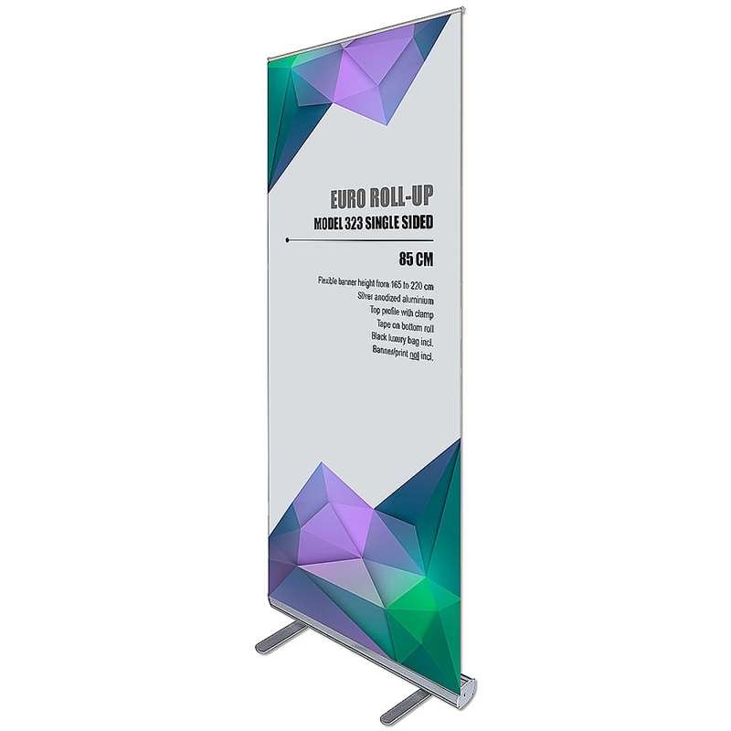 Euro Roll-up enkelsidig kassett, 85x220 cm - silver