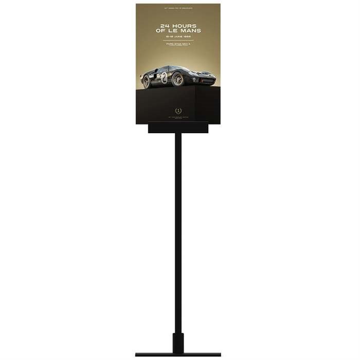 Design Stand, bord skilt med akrylholder horisontal A5, sort, XX cm høj - komplet sæt - stykliste