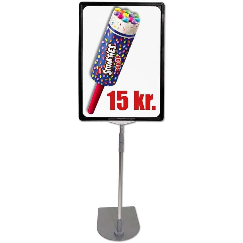 Pris ramsats, aluminiumfot och stång, svart A3 ram (29,7 x 42cm)