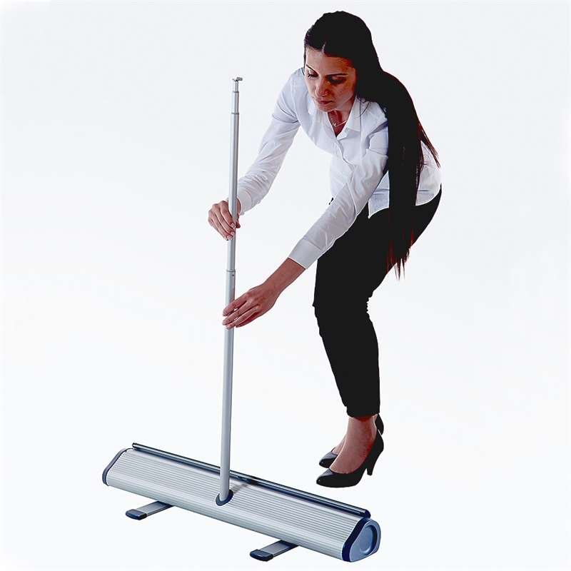 Flex Roll-up, silver, enkelsidig, 85 x 230 cm, inkl banderoll och tryck