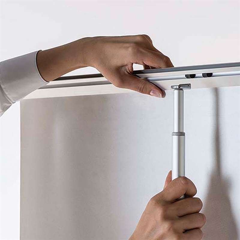 Flex Roll-up, silver, enkelsidig, 85 x 230 cm, inkl banderoll och tryck