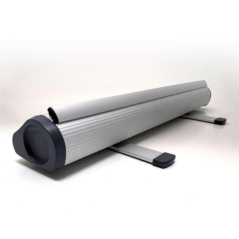 Flex Roll-up, silver, enkelsidig, 85 x 230 cm, inkl banderoll och tryck