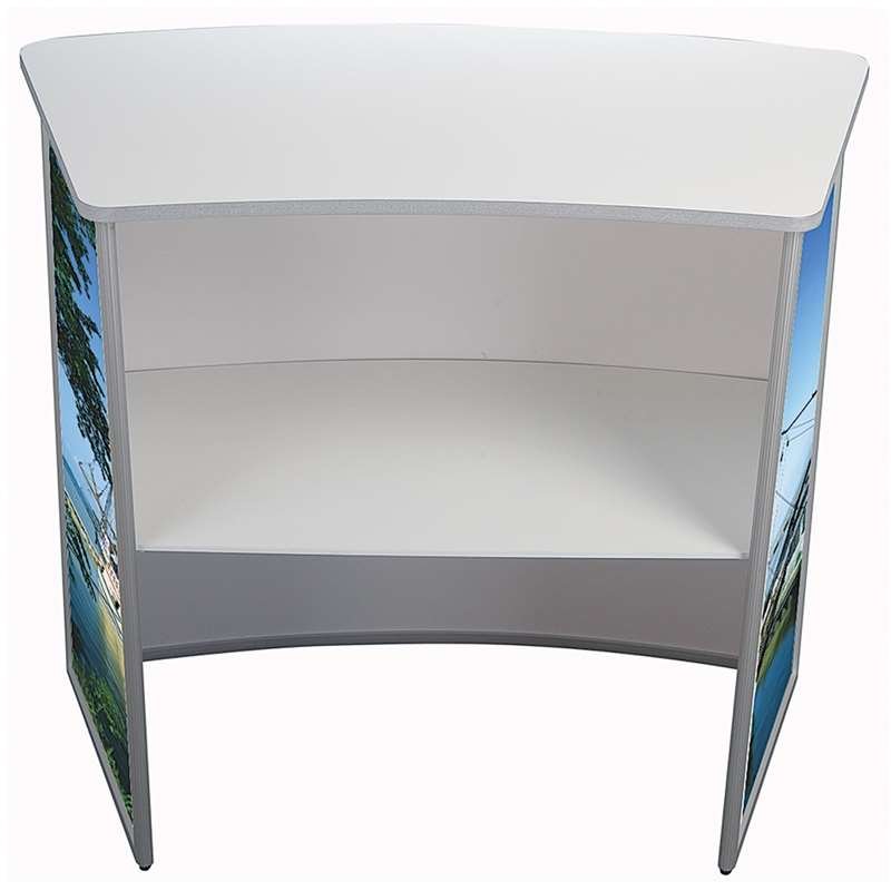 Curved Counter mässdisk med vit bordsskiva inkl. folietryck