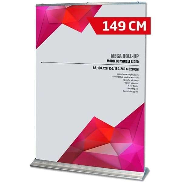 Mega Roll-up enkelsidig - 150x250 cm - silver