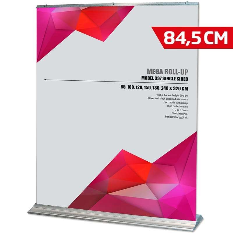 Mega Roll-up enkelsidig kassett, silver, 84,5 x 250 cm