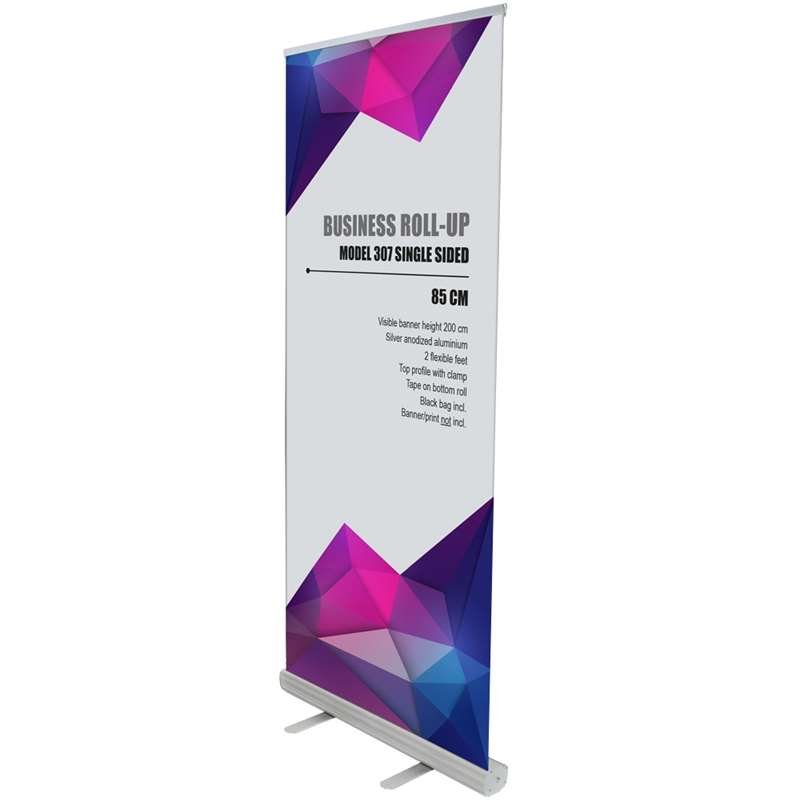 Business Roll-up, enkelsidig inkl. tryck och väska, alu, 85 cm bred