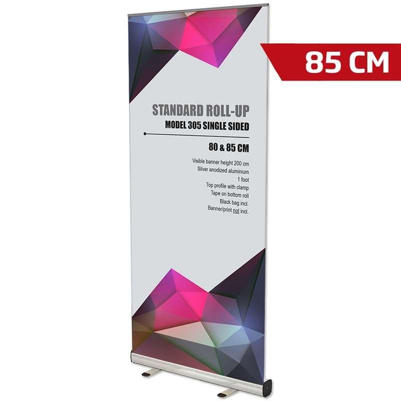 Standard Roll-up kassett, silver, enkelsidig, 85 x 200 cm