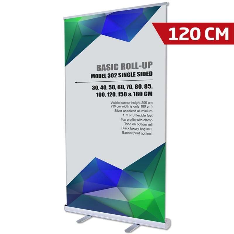 Basic Roll-up enkelsidig - 120x200 cm - silver - med banderoll och tryck