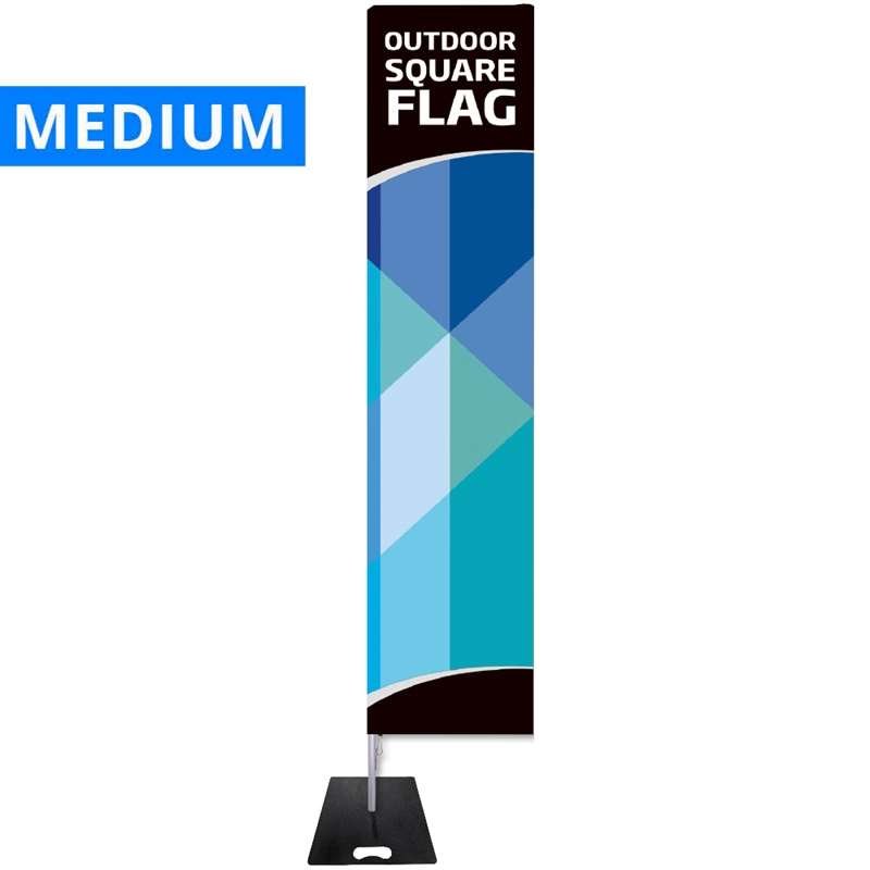 Beachflagga, Outdoor Square Flagga, Medium, inkl. stång, flagga och Black-foot