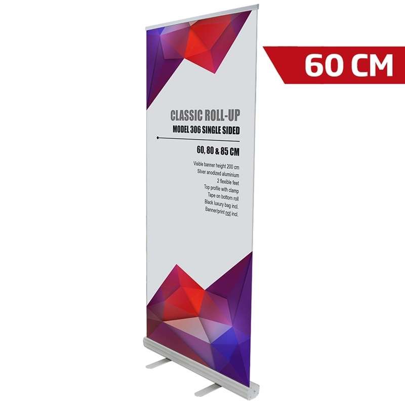 Classic Roll-up, silver, enkelsidig, 60 x 200 cm, inkl banderoll och tryck