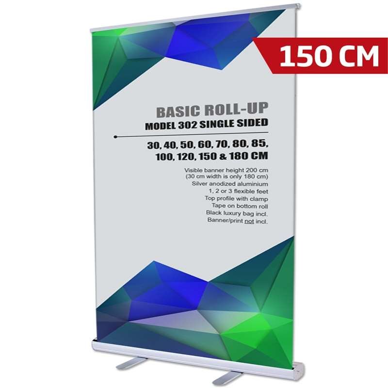 Basic Roll-up enkelsidig - 150x200 cm - silver