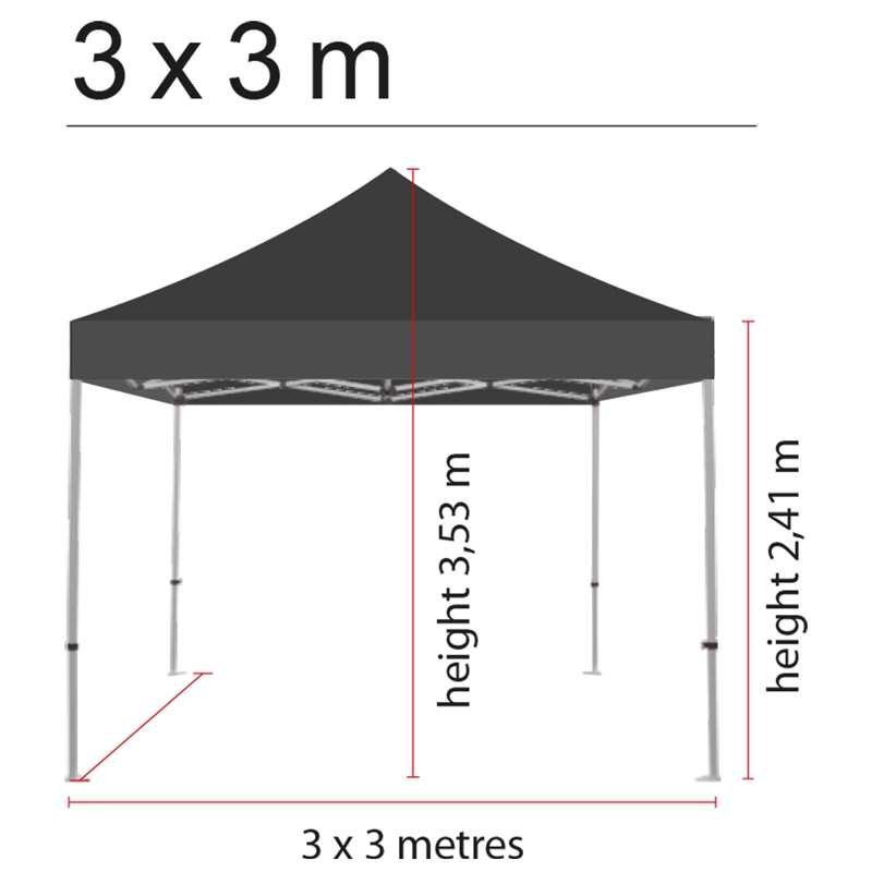 Topp till Eventtält Lux, 3 x 3 m, sort