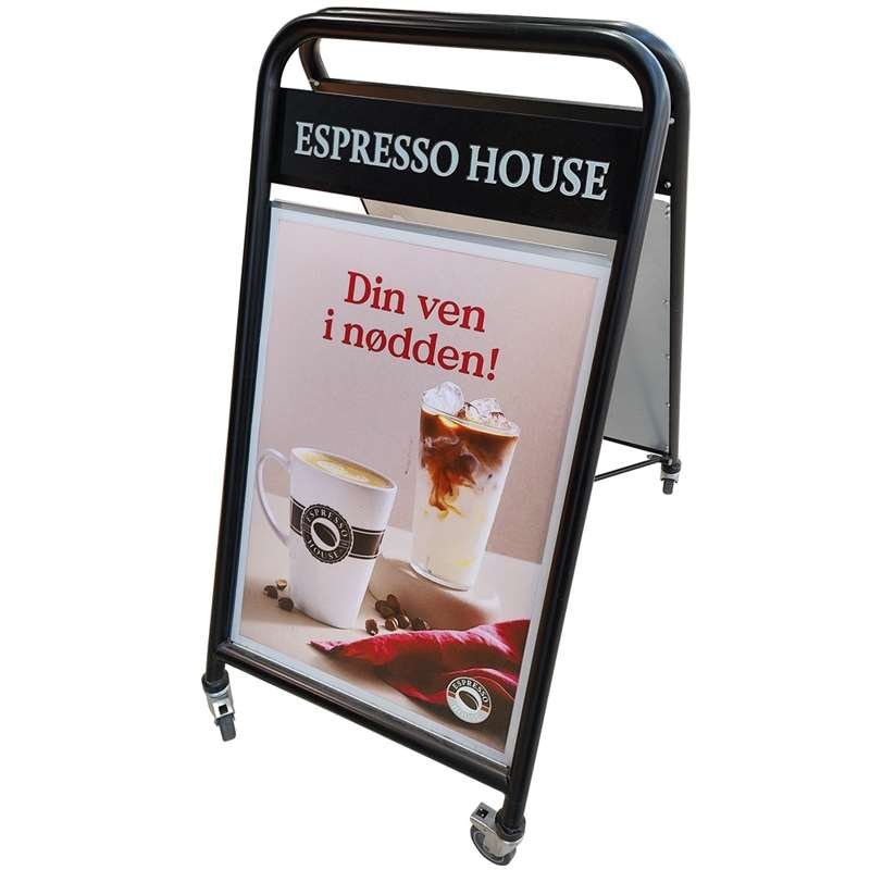 Expo Sign Lux Gatupratare med 4 hjul - 50x70cm - svart