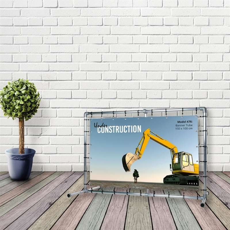 Banner Tube Frist&aring;ende Ram, frist&aring;ende ram av aluminiumr&ouml;r 0,3 mm / &Oslash; 48 mm - 150 x 100 cm