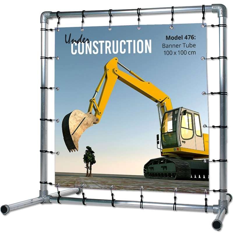 Banner Tube Frist&aring;ende Ram, frist&aring;ende ram av aluminiumr&ouml;r 0,3 mm / &Oslash; 48 mm - 100 x 100 cm